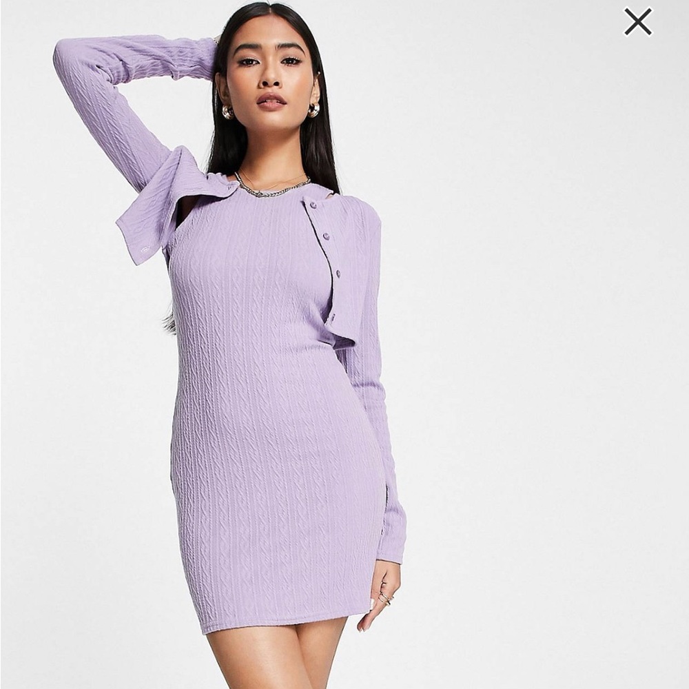 ASOS Design 2 in 1 cable knit mini dress with cardigan